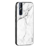 Modern White Marble Glass case for Vivo V25 Pro